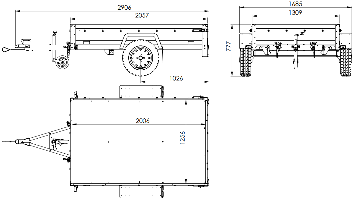 Przyczepa towarowa Garden Trailer 205 front